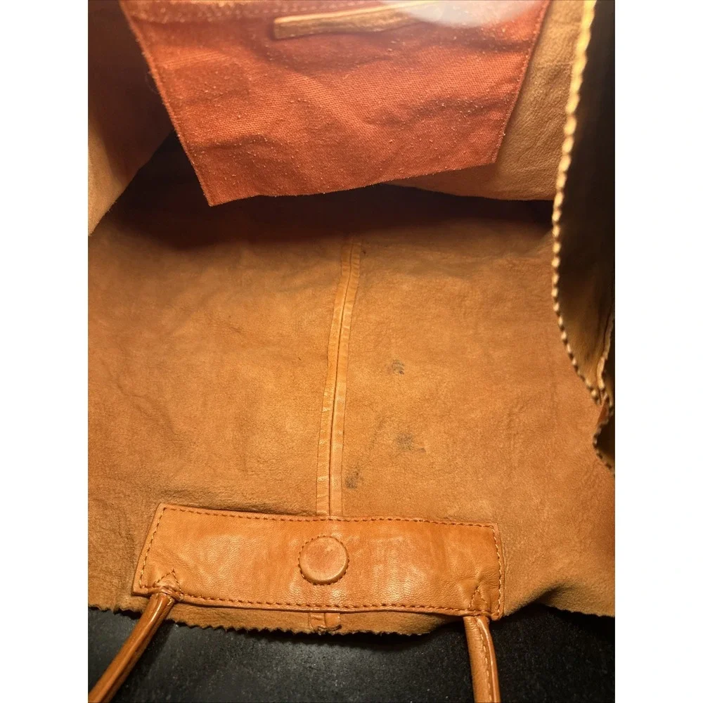 Banana Republic Lambskin‎ Distressed Leather Shoulder Tote Hobo Bag Cognac